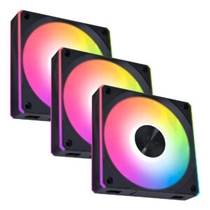 Kit 3x Cooler Fan Lian Li Uni Fan CL Wireless Reverse Blade Preto 120mm PWM ARGB com Controladora, 2100 RPM - 12RCL1W3B